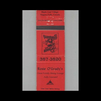 Matchbook Cover Rosie O'Grady's Niagara Falls ON