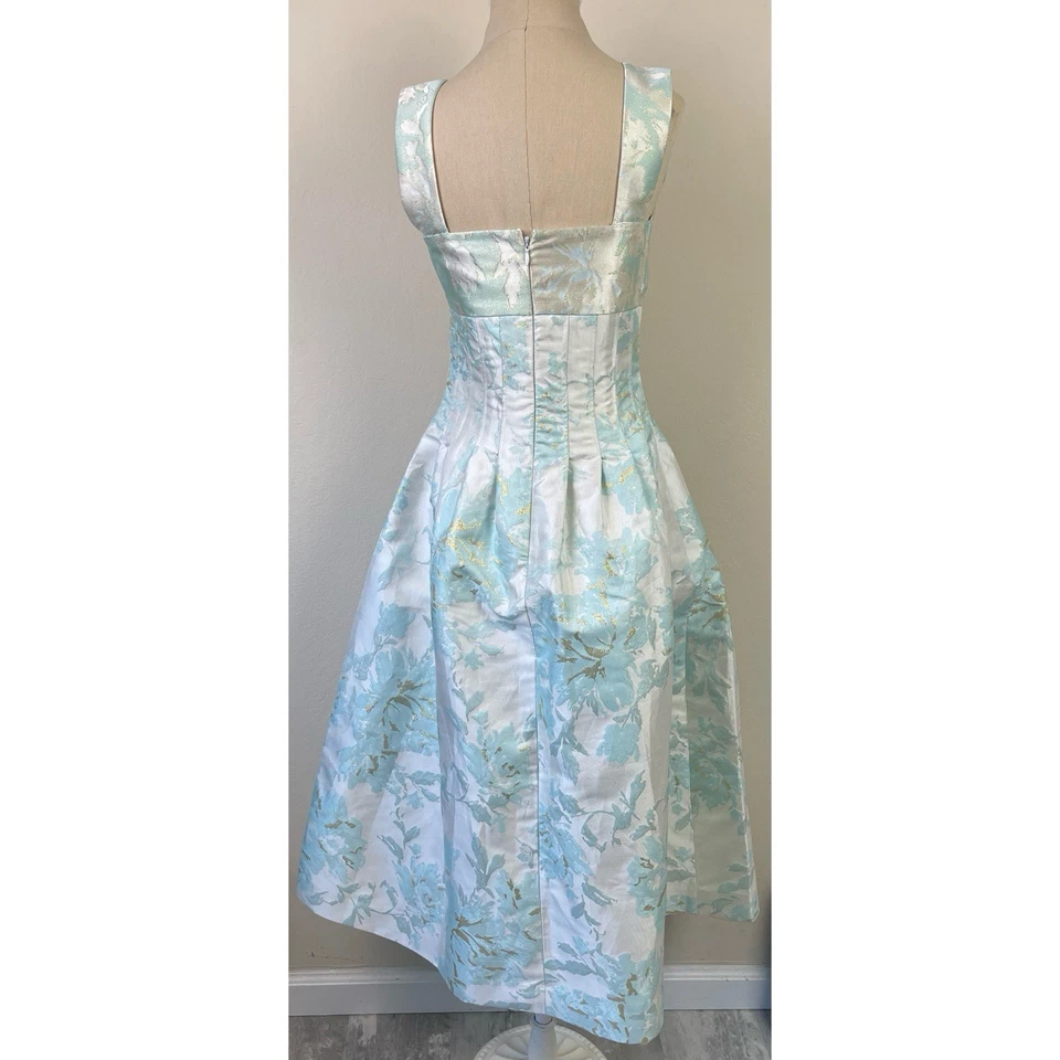 Vestido midi floral línea A corsé marfil/azul para mujer talla 4 de ASOS Foto 4 de 4