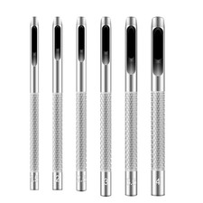 Hollow Leather Hole Punch Set with 6PCS Steel Tools 1.5mm-4mm - Silver