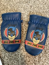 Vintage 1982 Batman DC Comics Red / Blue Mittens Faux Leather