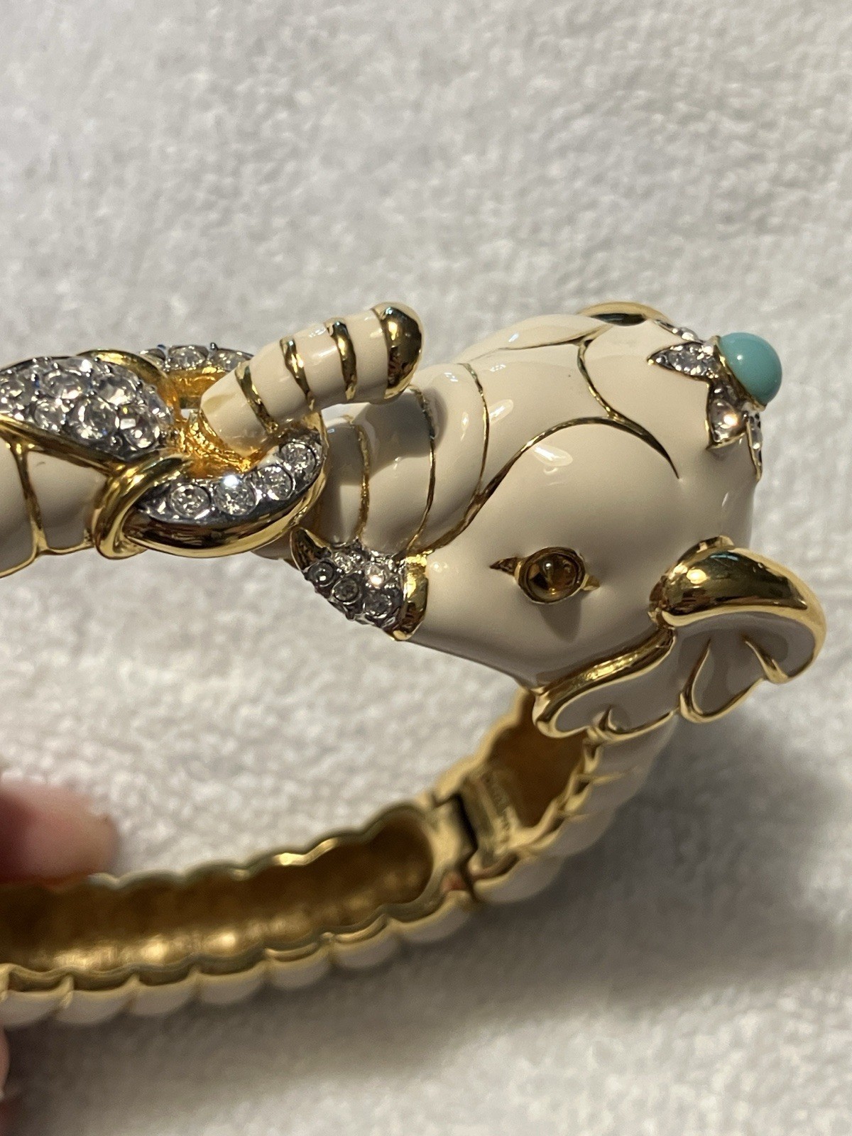 Vtg Kenneth Jay Lane KJL Faux Cabochon 3D IVORY E… - image 4