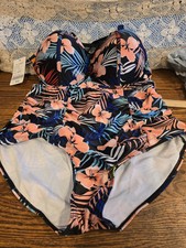 Aonihua Womens NWT Size 2X XXL Floral 2 Piece Swimming Suit Swim Bathing Suit