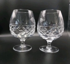 Set of 2 Cut Crystal Brandy Cognac Glasses 5" - Elegant Barware 