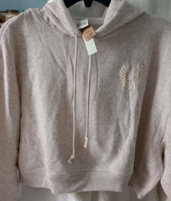 UNDERCOVER Felpa con cappuccio Victoria's Secret Everyday Fleece Cropped taglia XL Heather Avena nuova con etichette