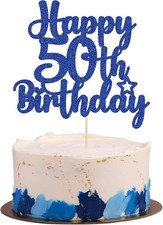 1Pc Happy 50th Birthday Cake Topper Glitter 50  Fabulous Cheers to 50 Years Old