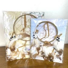 2 Navajo Native American Dream Catchers Lakota Feather Bead in Package Christmas