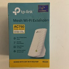 TP-Link AC750 DUAL BAND Mesh Wi-Fi Range Extender RE220 - New 