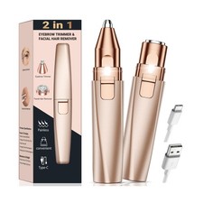 Eyebrow Trimmer Facial Hair Removal for Women: 2 in 1 Rechargeable Face Shave...