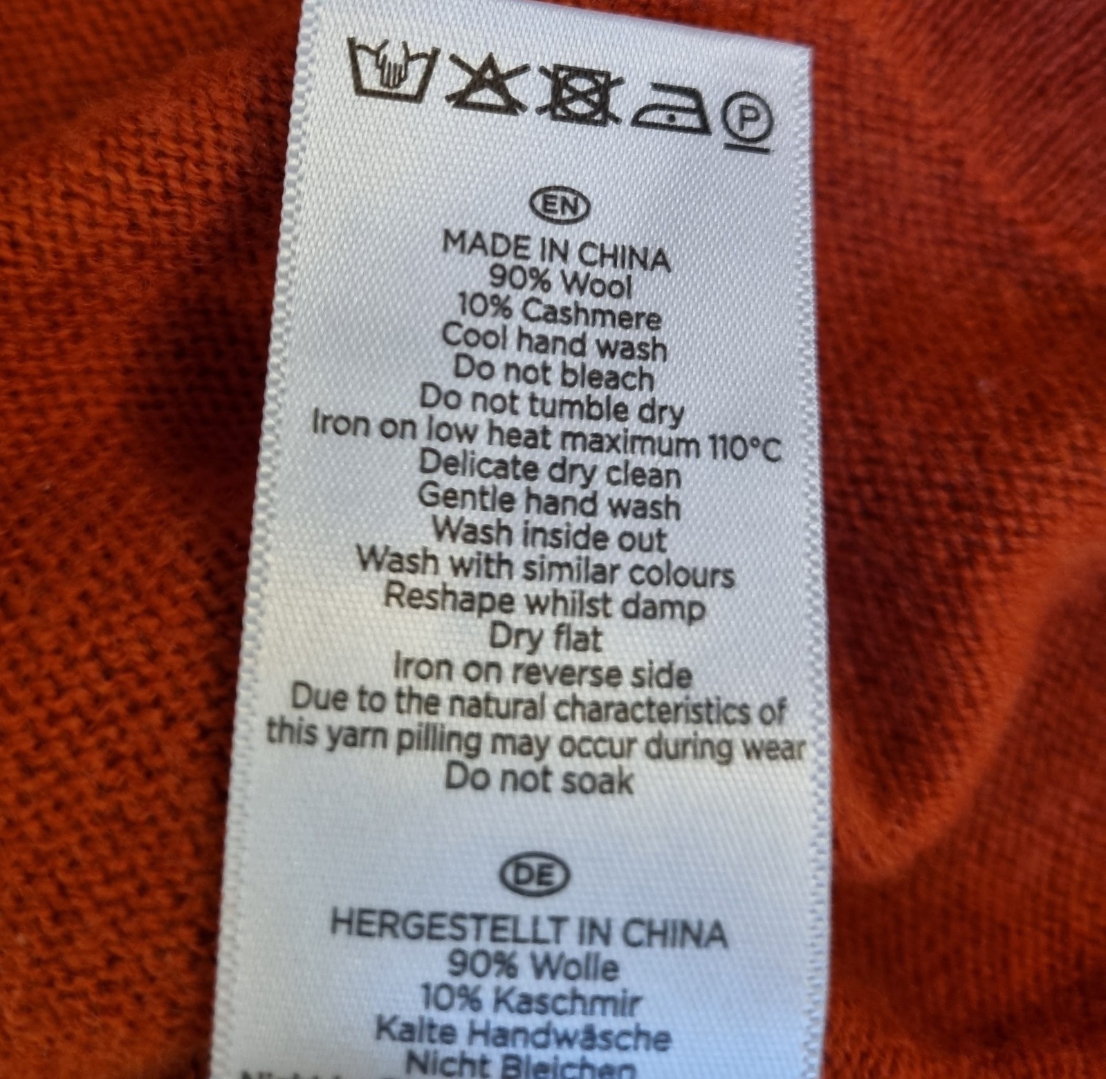 Hobbs Jumper Size S Orange Cashmere Wool Talia Bardot Neck image 9
