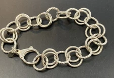 Sterling Silver Bold Multi Circle Bracelet Milor Italy 10.9 Grams 7.5" Big Clasp