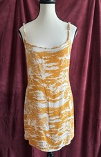 Reformation Jessa Yellow White Mini Dress Spaghetti Straps Women’s Size L