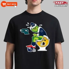 Dallas Cowboys Grinch Santa Toilet Funny TShirt - Multicolors, S-5XL