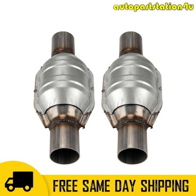 2x Fits Universal Stainless Steel Polished Rust Protected Catalytic Converters