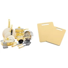 GreenLife 16 Piece Ceramic Nonstick Cookware Set with Kitchen Utensils and 2 ...