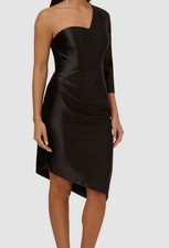 Aidan By Adrianna Papell Women's Black One-Shoulder Sheath Dress Size 14