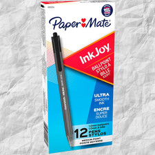 12 Pens Paper Mate InkJoy Retractable Ballpoint Pen 300RT Black Ink 1.0mm