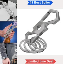Key Chain Heavy Duty Car Keychain Clip Dual Bottle Opener 4 Key Rings Zinc
