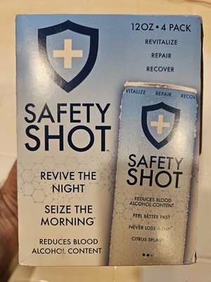 Safety Shot Drink 4pk 12oz Can Reduces Blood Alcohol Content BNIB EXP0325