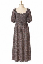Wild Fable Puff Sleeve Midi Dress Women L Floral Cottagecore Smocked Boho