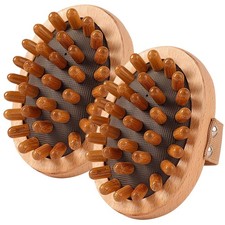2pcs,Massage Brush for Belly,Wooden Massage Brush for Body and Scalp - Natura...