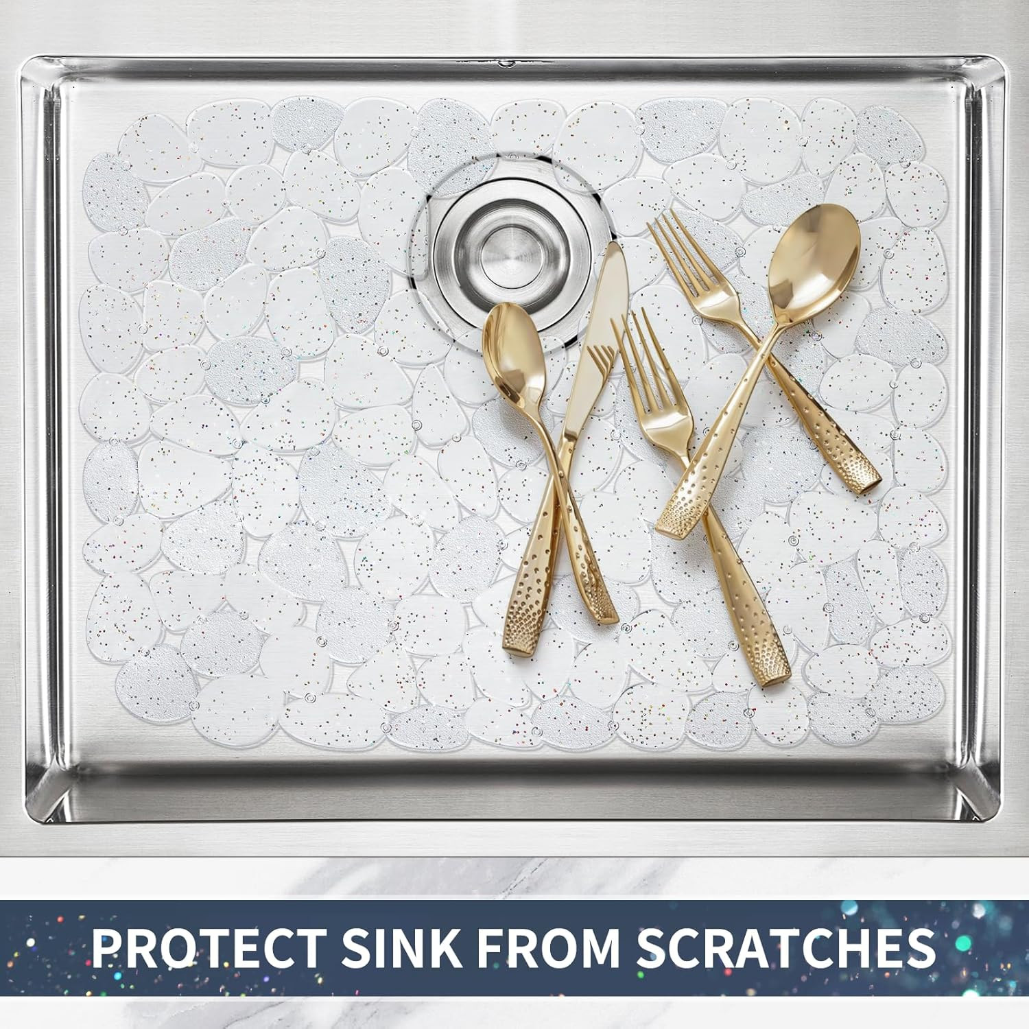 Pebble Sink Mats for Stainless Steel & Porcelain Sink, PVC Sink Saddle Protector