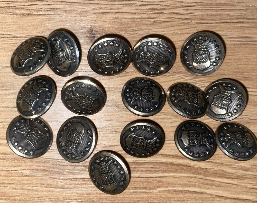 Vintage 16pc USAF Buttons by B & S Mfg Co 1/2 Inch Small Military  