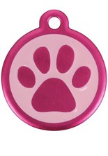 Red Dingo QR Pink Pet Tag, Pawprint, Pink, Small