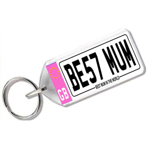 " BEST MUM " NOVELTY PINK NUMBER PLATE KEYRING GIFT NEW - 第 1/1 張圖片