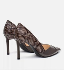ZARA leather brown reptile snake skin high heeled shoes court US 10 sz 40