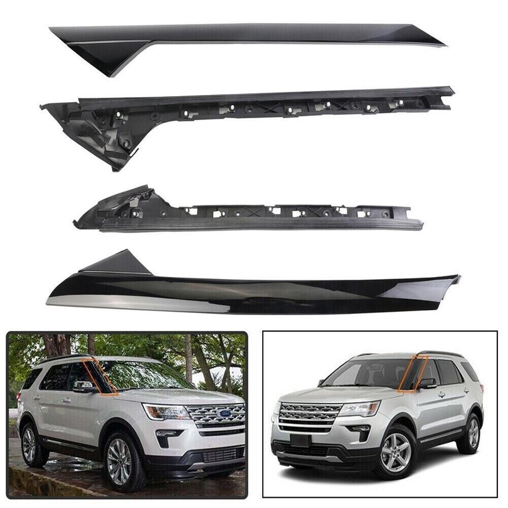 Pair Gloss Black A-Pillar Windshield Trim Molding For Ford Explorer 2011-2019 - Right Side