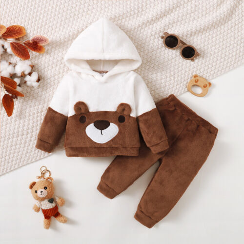 Teddy Bear Toddler Baby Boy Winter Hoodies Sweatshirt Pants Set Tracksuit Outfit - Picture 15 of 15