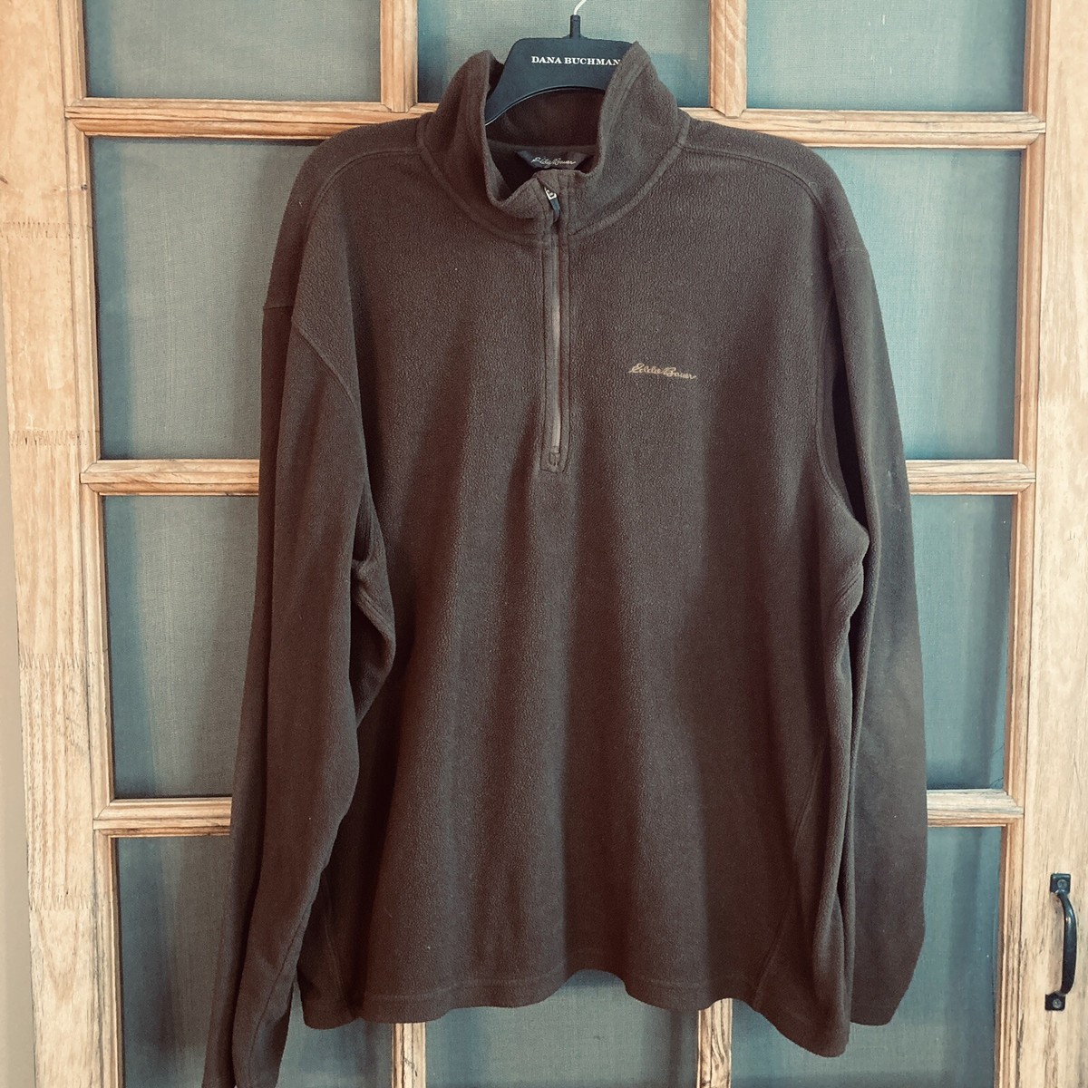 Eddie Bauer Men's Polartec Brown Fleece PullOver SweatShirt 1/4