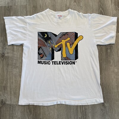 VTG MTV Music Television Logo 1991 90s Single Stitch Made In USA 