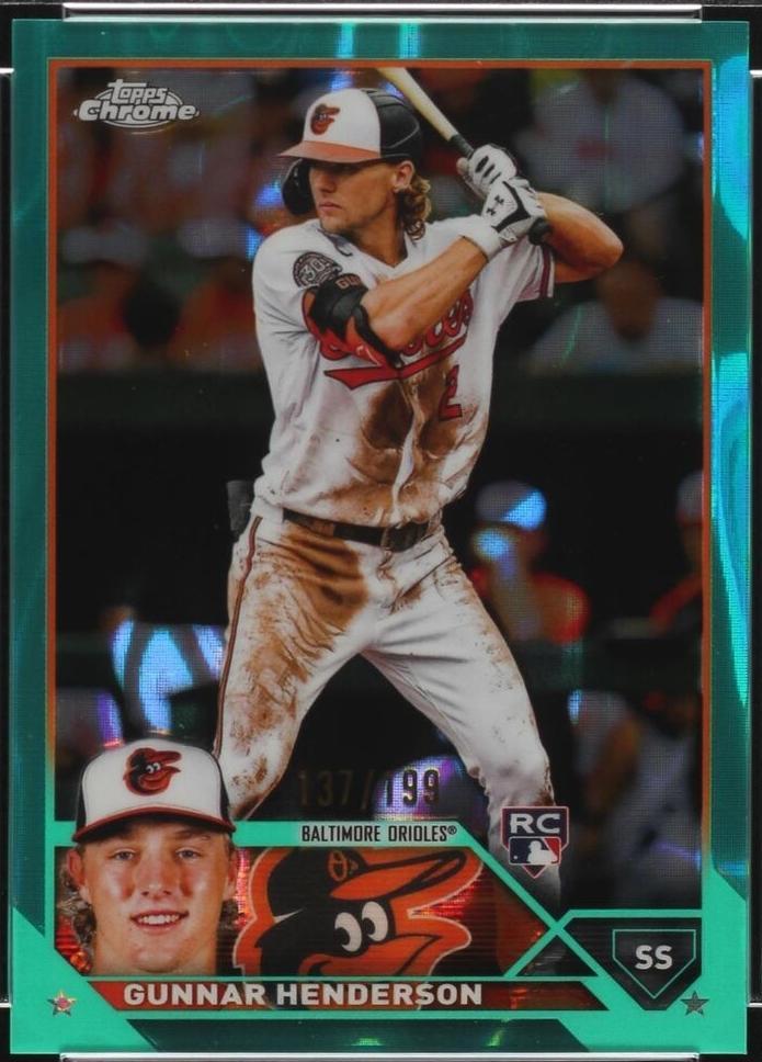2023 Topps Chrome PSA 9 Gunnar Henderson #2 Aqua Lava Refractor /199 (RC)