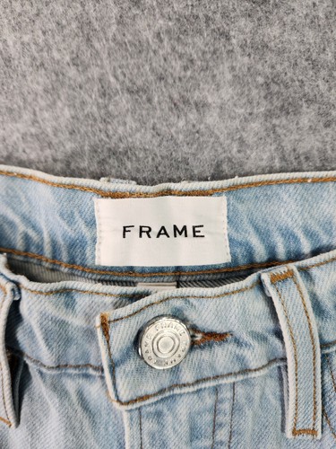 Frame High'N'Tight Straight Jeans Womens 27 Light Wash Denim Blue Raw Hem - Picture 10 of 19