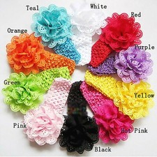 Baby Kids LARGE Flower Style Fabric Headband w/1 free Hair Clip Hair Accessories