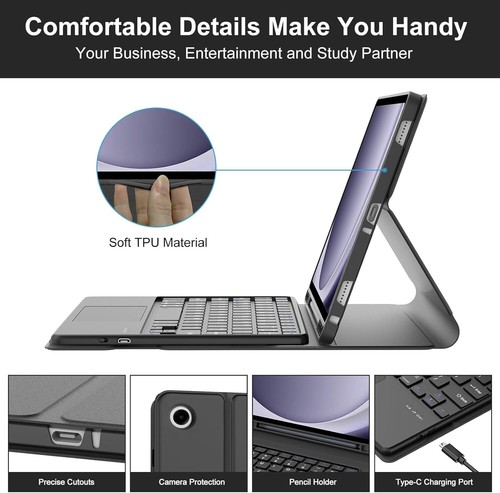 Premium Galaxy Tab A9 Plus 5G Case with Multi-Touch Keyboard & Adjustable Angles - Picture 7 of 10