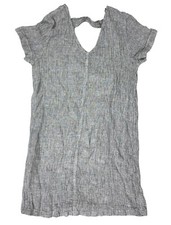 Tahari Women Dress Linen Sz Medium Lagenlook Cottage Core Relaxed Short Sleeve