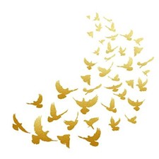 40PCS Wall Stickers Flock of Birds Flying Silhouettes Wall Gold Flying Birds