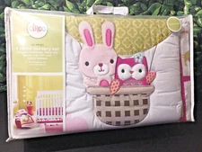 NEW Circo Crib Nursery Bedding Set Bunny Owl Pink Balloon Up We Go Girls 4 Pcs