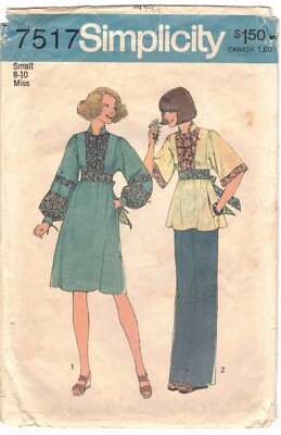 70s boho dress pattern 70s Boho Patchwork Applique, Kimono Sleeve Dress in Two Lengths, Bust Patterns Central