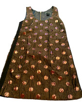 Marc by Marc Jacobs Womens Tank Dress Size 0 Metallic Brown Polka Dot Scoop Neck