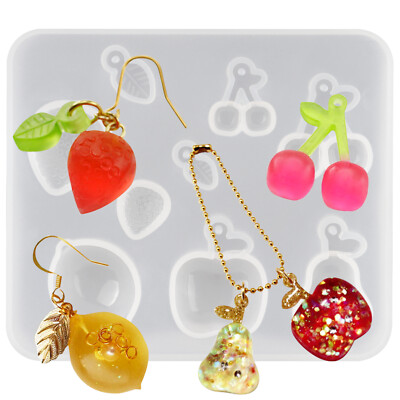 Zayookey 4-Piece Silicone Earring Mold Set - 50 Fruit & Veggie Cavities For Resin Jewelry DIY - View #2