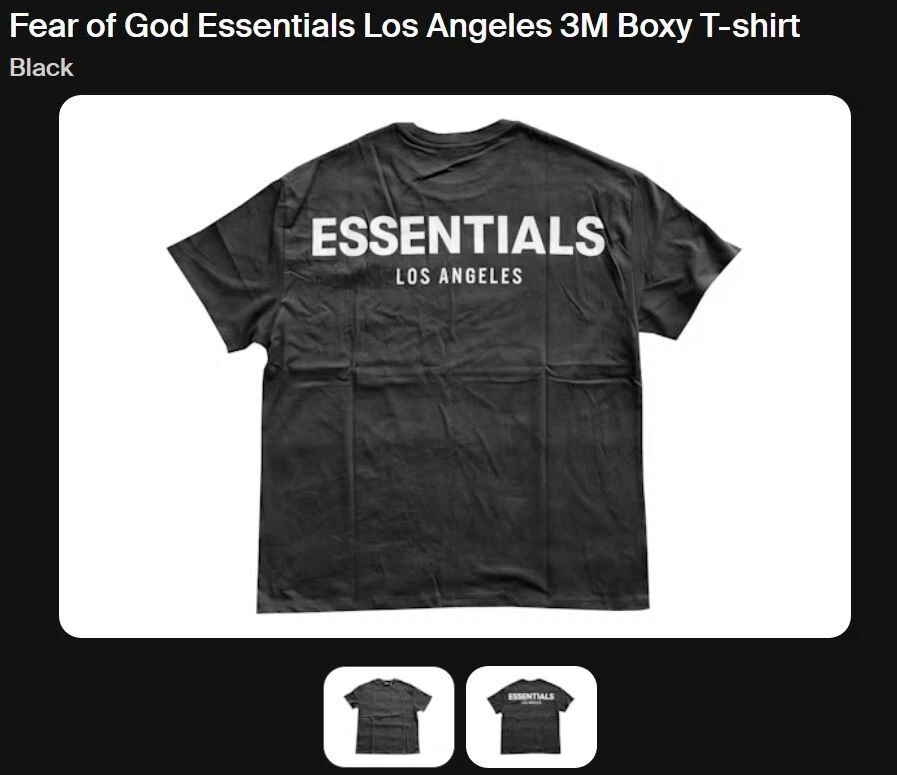 Camicia Fear Of God Essentials Los Angeles 3M nera riflettente taglia Lg *leggi sotto*