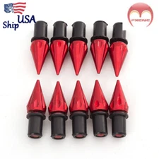 10pcs CNC Spike Bolts Windscreen Windshield Fairings License M5 Screws Nuts Red
