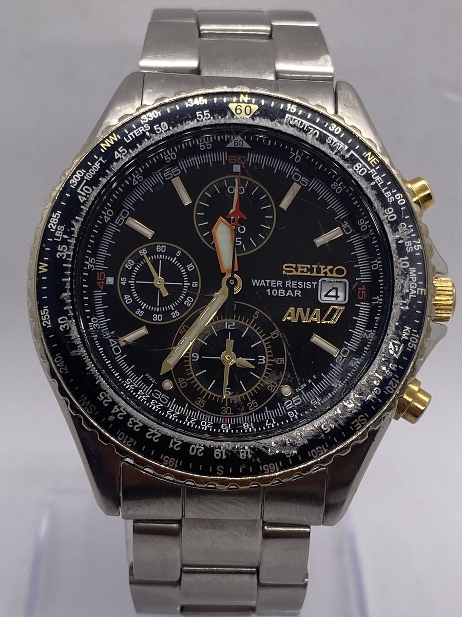 Seiko Flightmaster Pilot 7T92-0cf0 ANA Chronograph Black Seiko Flightmaster Pilot 7T92-0cf0 ANA Chronograph Black