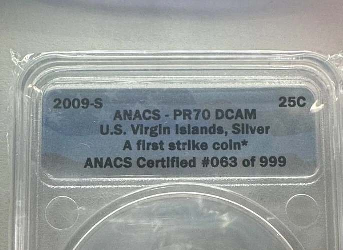 2009-S PR70 DCAM Silver US V.I. Toning Quarter First Strike ANACS 25cent #63/999 - Image 3 of 4