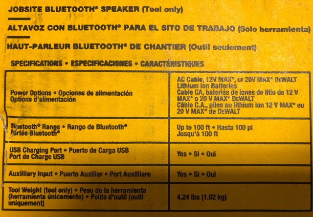 BRAND NEW DEWALT DCR010 12V / 20V MAX Corded /Cordless Jobsite