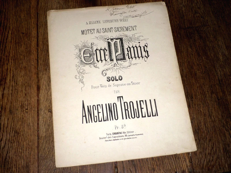 Ecce Panis motet au Saint Sacrement harmonium chant 1897 A. Trojelli signé - Photo 1/1