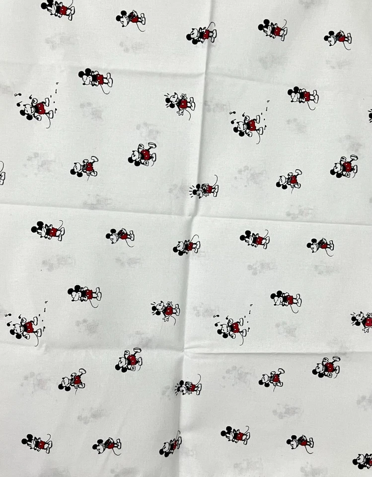 DISNEY MICKEY MOUSE Black White Small Mini Small FABRIC COTTON 44"x15" - Image 2 of 4